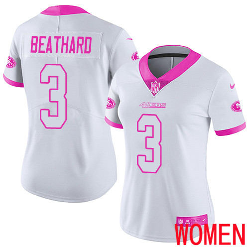 San Francisco 49ers Limited WhitePink Women C. J. Beathard NFL Jersey #3 Rush Fashion